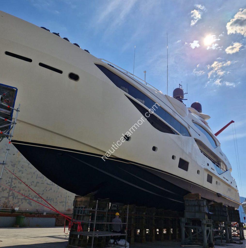 Nautical Armor sacrificial anodes installed on a yacht in dry dock.