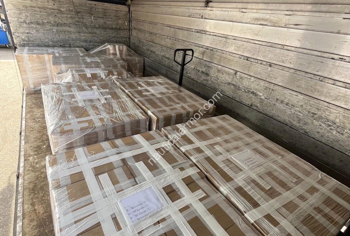 Nautical Armor — nine pallets of sacrificial anodes loaded for US shipment in neutral packaging by client request.