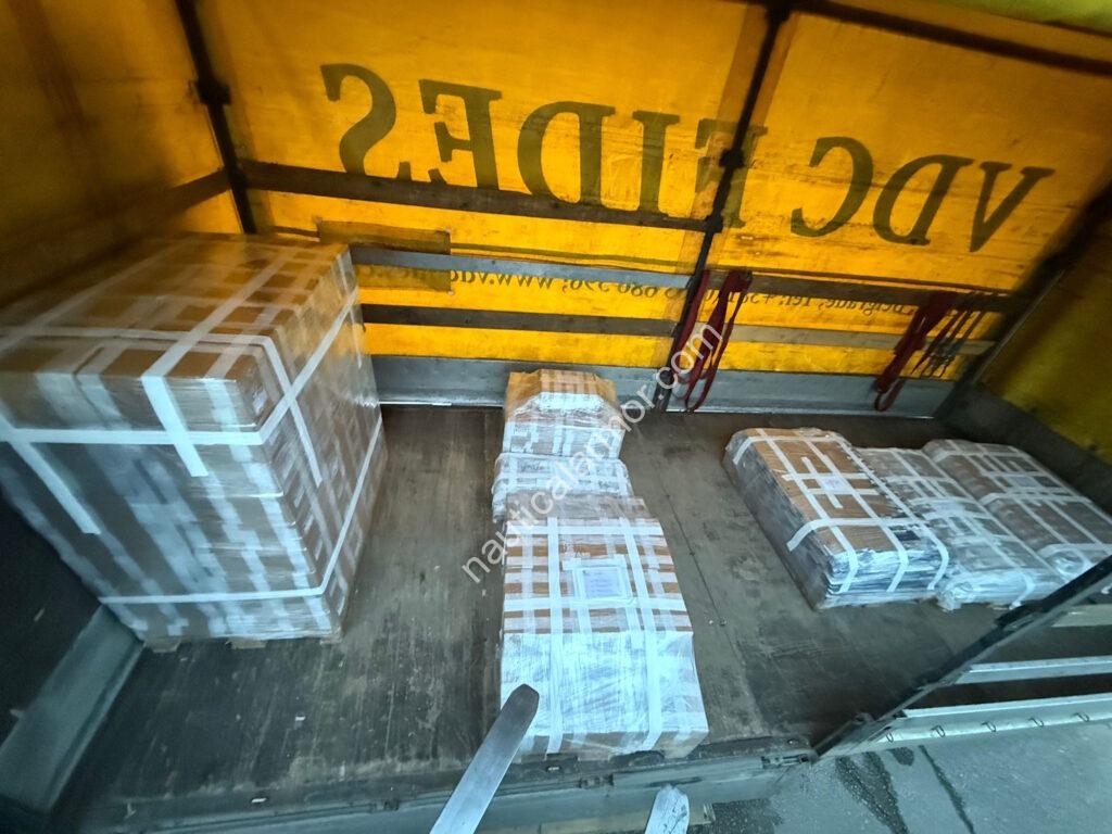 Nautical Armor pallets of zinc sacrificial anodes loaded inside a truck for shipment to the Netherlands.