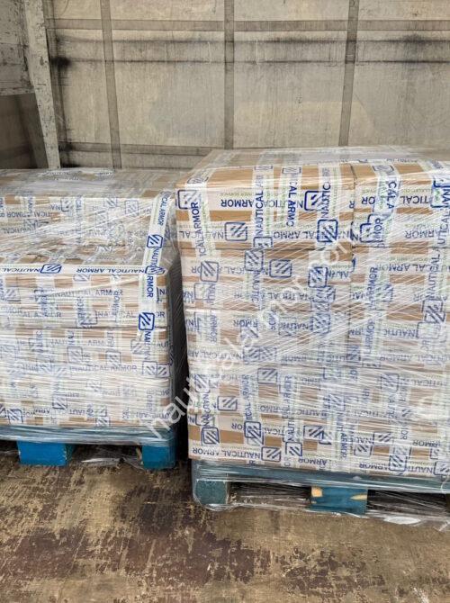 Two wrapped Nautical Armor pallets loaded inside a truck for delivery to a customer warehouse
